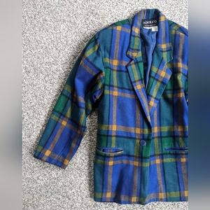 VINTAGE ADOLFO INTERNATIONAL OVERSIZED PLAID BLAZER